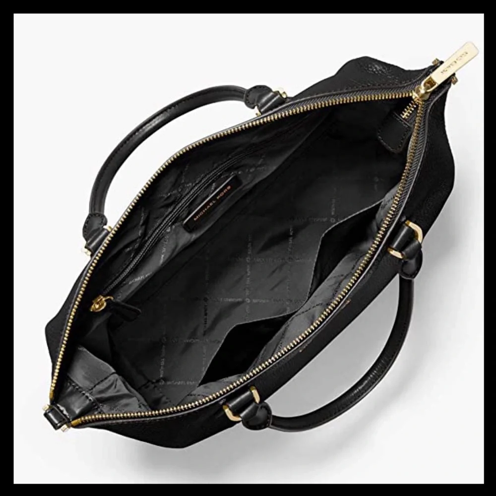 MICHAEL KORS Lenox Large Pebbled Leather Satchel Black - Picture 3 of 12